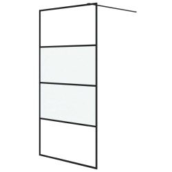 vidaXL Mampara de ducha vidrio ESG semiesmerilado negro 100x195 cm