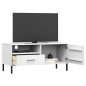 vidaXL Mueble de TV con patas de metal OSLO madera maciza pino blanco vidaXL Mueble de TV con patas de metal OSLO madera maciza pino blanco