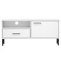 vidaXL Mueble de TV con patas de metal OSLO madera maciza pino blanco vidaXL Mueble de TV con patas de metal OSLO madera maciza pino blanco
