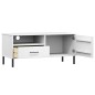 vidaXL Mueble de TV con patas de metal OSLO madera maciza pino blanco vidaXL Mueble de TV con patas de metal OSLO madera maciza pino blanco
