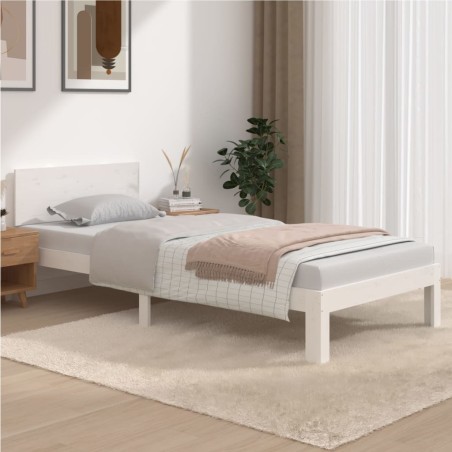 vidaXL Estructura de cama madera maciza de pino blanco 90x200 cm