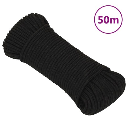 vidaXL Cuerda de trabajo poliéster negro 3 mm 50 m