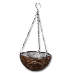 Cesta Redonda Colgante de Sauce Con Capa y Cadena - 4 Piezas