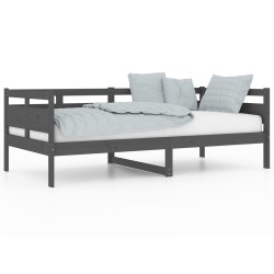 vidaXL Sofá cama madera maciza de pino gris 90x190 cm