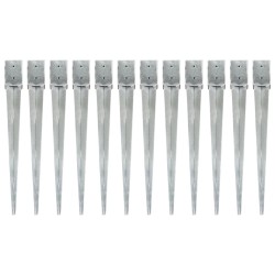 vidaXL Picas de tierra 12 uds acero galvanizado plateado 10x10x91 cm