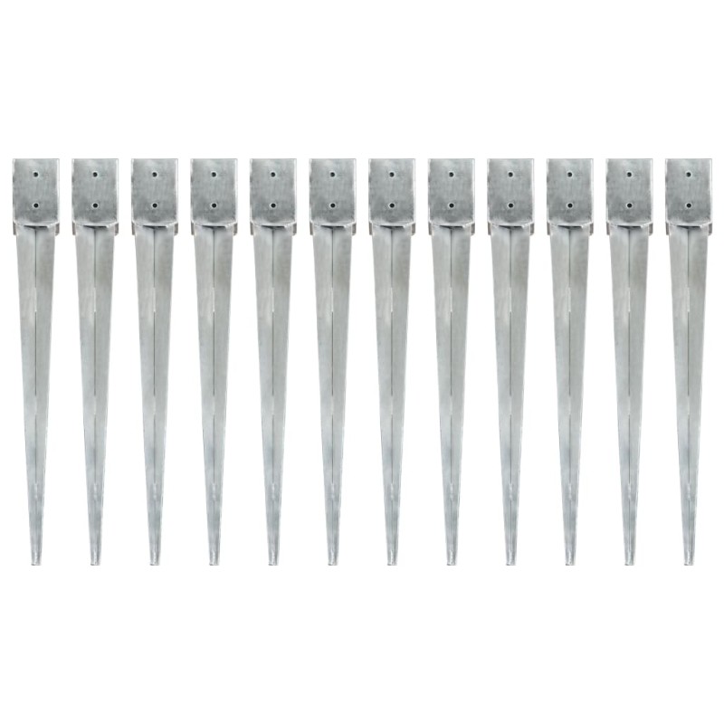 vidaXL Picas de tierra 12 uds acero galvanizado plateado 10x10x91 cm vidaXL Picas de tierra 12 uds acero galvanizado plateado 10x10x91 cm