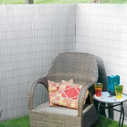 Nature Valla cañizo de ocultación jardín doble cara PVC blanco 1x3 m 