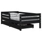 vidaXL Estructura de cama niños con cajones madera pino negro 70x140cm vidaXL Estructura de cama niños con cajones madera pino negro 70x140cm