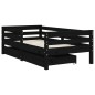vidaXL Estructura de cama niños con cajones madera pino negro 70x140cm vidaXL Estructura de cama niños con cajones madera pino negro 70x140cm