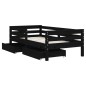 vidaXL Estructura de cama niños con cajones madera pino negro 70x140cm vidaXL Estructura de cama niños con cajones madera pino negro 70x140cm