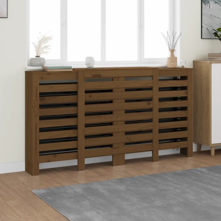 vidaXL Cubierta radiador madera maciza pino marrón miel 210x21x85 cm
