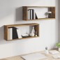 vidaXL Estantes cúbicos de pared 2 uds madera roble ahumado 60x15x23cm vidaXL Estantes cúbicos de pared 2 uds madera roble ahumado 60x15x23cm