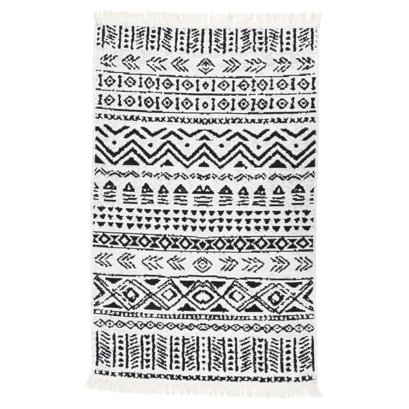 vidaXL Alfombra de algodón negra y blanca 160x230 cm vidaXL Alfombra de algodón negra y blanca 160x230 cm