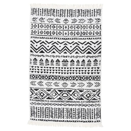 vidaXL Alfombra de algodón negra y blanca 160x230 cm