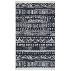 vidaXL Alfombra de algodón negra y blanca 160x230 cm