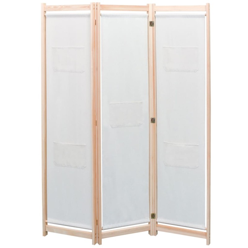 vidaXL Biombo divisor de 3 paneles de tela color crema 120x170x4 cm vidaXL Biombo divisor de 3 paneles de tela color crema 120x170x4 cm