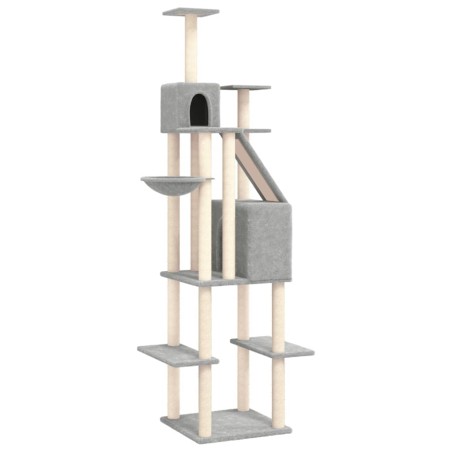 vidaXL Rascador para gatos con postes de sisal gris claro 201 cm