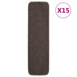 vidaXL Alfombrillas de escalera 15 uds marrón rectangular 75x20 cm