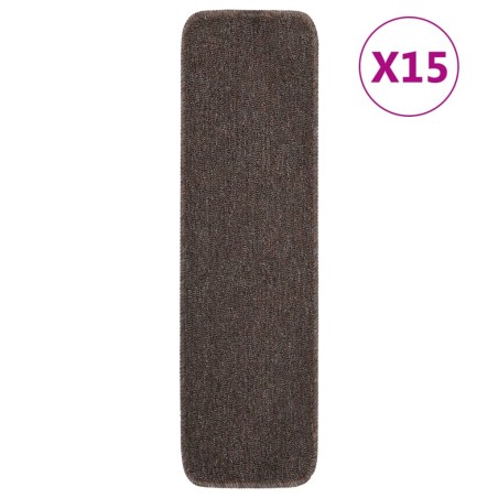 vidaXL Alfombrillas de escalera 15 uds marrón rectangular 75x20 cm