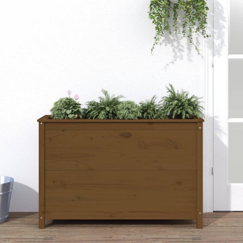 vidaXL Arriate elevado de jardín madera pino marrón miel 119,5x40x78cm vidaXL Arriate elevado de jardín madera pino marrón miel 119,5x40x78cm