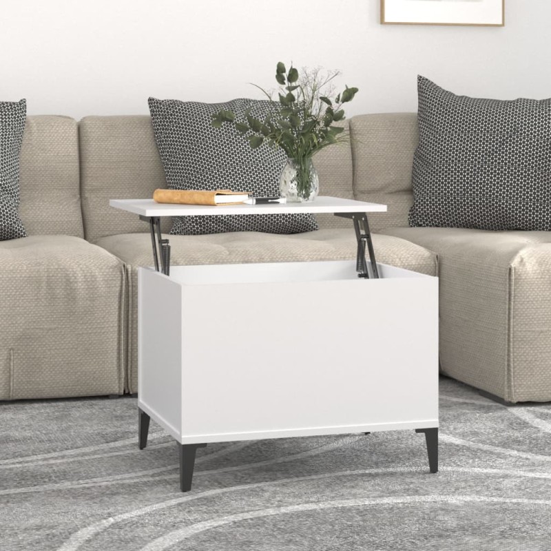 vidaXL Mesa de centro madera contrachapada blanco 60x44,5x45 cm vidaXL Mesa de centro madera contrachapada blanco 60x44,5x45 cm