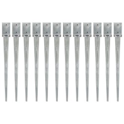 vidaXL Picas de tierra 12 uds acero galvanizado plateado 9x9x90 cm