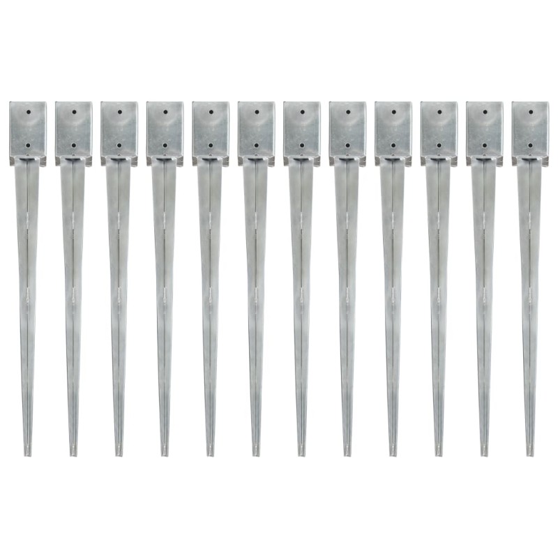 vidaXL Picas de tierra 12 uds acero galvanizado plateado 9x9x90 cm vidaXL Picas de tierra 12 uds acero galvanizado plateado 9x9x90 cm