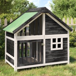 vidaXL Caseta para perros madera maciza de pino gris 96x60,5x87 cm