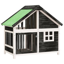 vidaXL Caseta para perros madera maciza de pino gris 96x60,5x87 cm