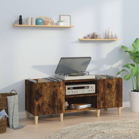 vidaXL Mueble discos madera contrachapada roble ahumado 121x38x48 cm