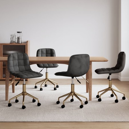 vidaXL Sillas de comedor giratorias 4 unidades terciopelo gris oscuro