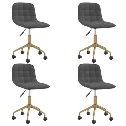 vidaXL Sillas de comedor giratorias 4 unidades terciopelo gris oscuro