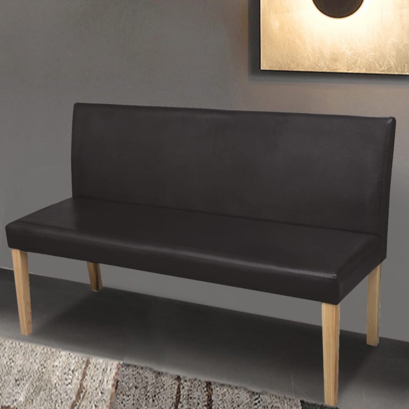 vidaXL Banco de cuero sintético 139,5 cm marrón oscuro vidaXL Banco de cuero sintético 139,5 cm marrón oscuro