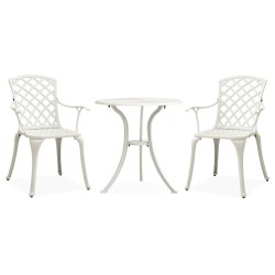 vidaXL Mesa y sillas de bistró 3 piezas aluminio fundido blanco