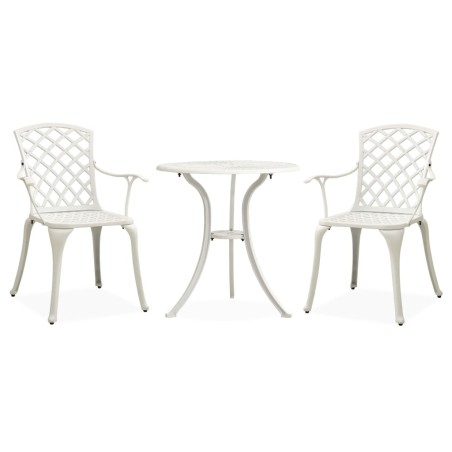 vidaXL Mesa y sillas de bistró 3 piezas aluminio fundido blanco