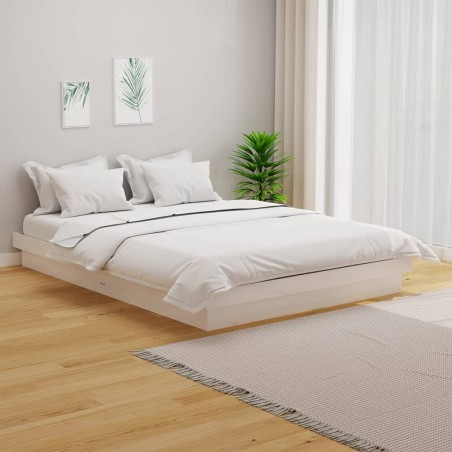 vidaXL Estructura de cama madera maciza blanca King Size 150x200 cm