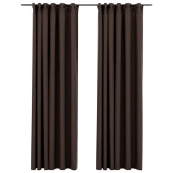 vidaXL Cortinas opacas ganchos look de lino 2 pzs gris taupe140x245cm