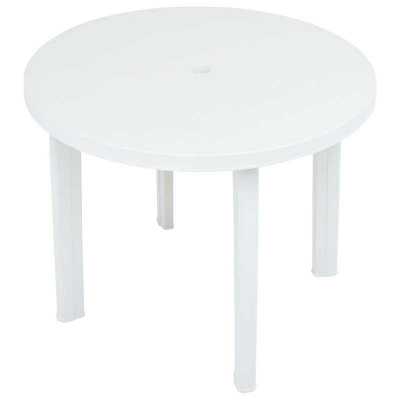 vidaXL Mesa de jardín de plástico blanco 89 cm vidaXL Mesa de jardín de plástico blanco 89 cm