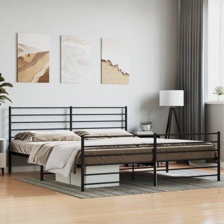 vidaXL Estructura de cama cabecero y pie de cama metal negro 183x213cm