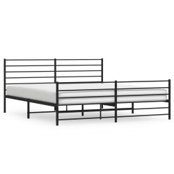 vidaXL Estructura de cama cabecero y pie de cama metal negro 183x213cm