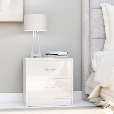 vidaXL Mesita de noche madera contrachapada blanco brillo 40x30x40 cm