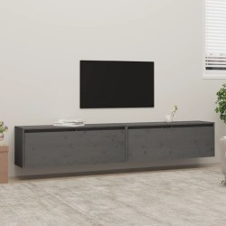 vidaXL Armario de pared 2 uds madera maciza de pino gris 100x30x35 cm