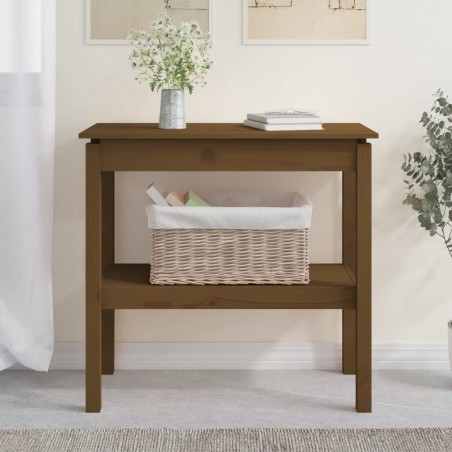 vidaXL Mesa consola de madera maciza de pino marrón miel 80x40x75 cm