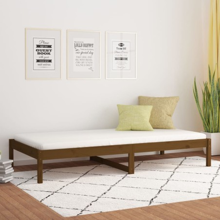 vidaXL Sofá cama de madera maciza de pino marrón miel 90x190 cm
