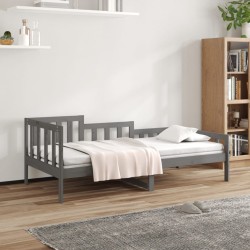 vidaXL Sofá cama madera maciza de pino gris 90x200 cm