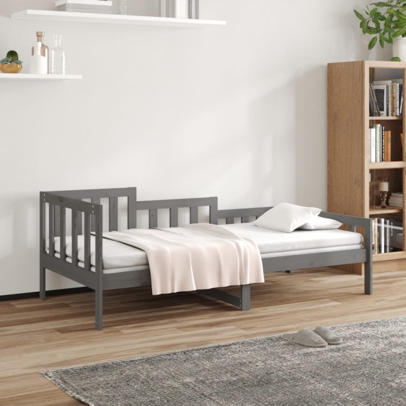 vidaXL Sofá cama madera maciza de pino gris 90x200 cm vidaXL Sofá cama madera maciza de pino gris 90x200 cm