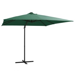 vidaXL Sombrilla voladiza con luces LED y poste acero verde 250x250 cm