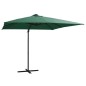vidaXL Sombrilla voladiza con luces LED y poste acero verde 250x250 cm vidaXL Sombrilla voladiza con luces LED y poste acero verde 250x250 cm
