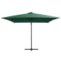 vidaXL Sombrilla voladiza con luces LED y poste acero verde 250x250 cm vidaXL Sombrilla voladiza con luces LED y poste acero verde 250x250 cm