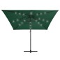 vidaXL Sombrilla voladiza con luces LED y poste acero verde 250x250 cm vidaXL Sombrilla voladiza con luces LED y poste acero verde 250x250 cm